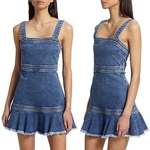 Jonathan Simkhai Clara frayed denim mini dress in Dania Size US 6 S Small